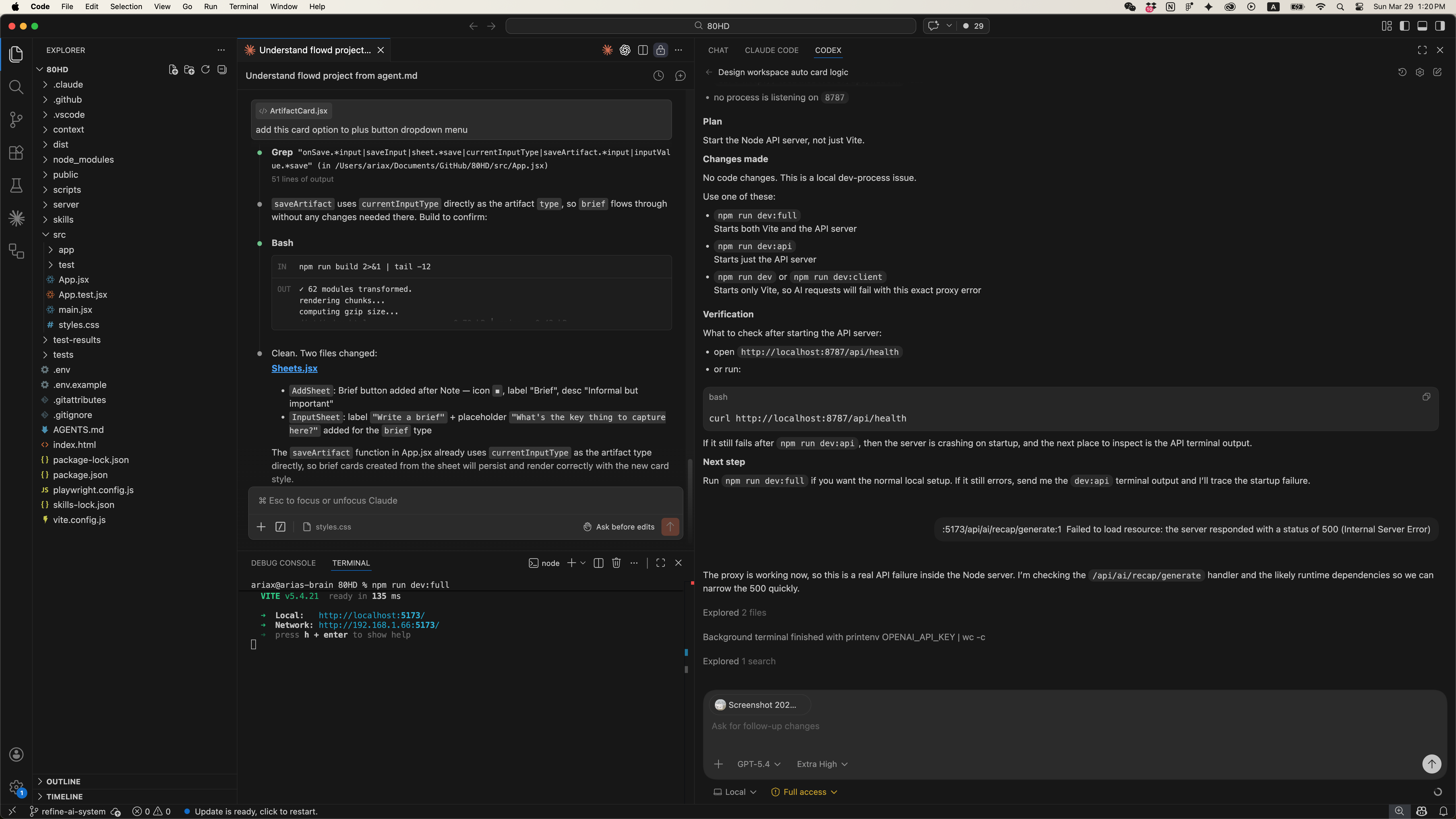 Code editor and rendered UI shown side by side during Flowd's build process